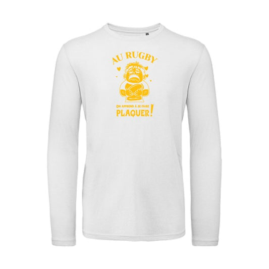 Au rugby, on apprend à se faire plaquer ! jaune Or |T-shirt bio manches longues