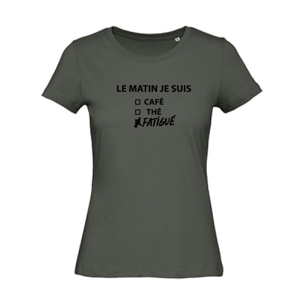 T shirt humour bio femme   femme bio|Le matin je suis... Noir 