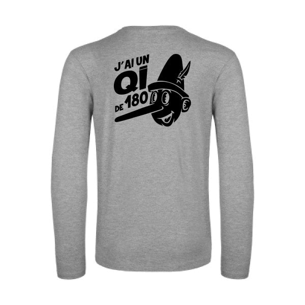 quotient intellectuel - t shirt- manches- longues- original- humour- Sport Grey impression Dos