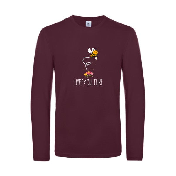 happy-t-shirt-manches-longues-original-humour -Burgundy