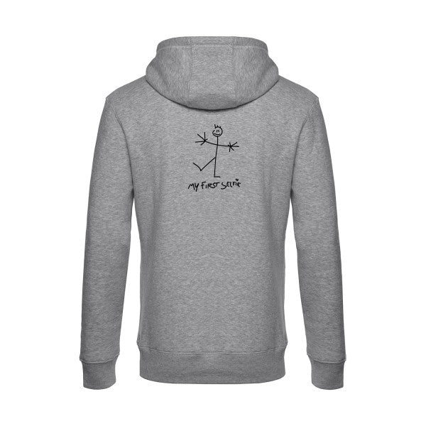 First-Selfie sweat shirt original Heather Grey flex Noir impression Dos