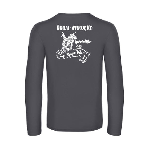 rhum atologue - t shirt- manches- longues- original- humour- Dark Grey impression Dos