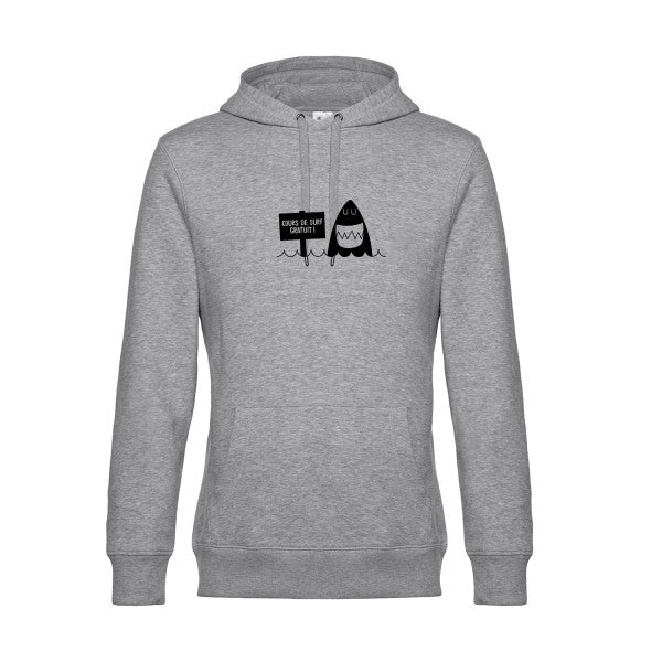 Cours-de-surf sweat shirt original Heather Grey flex Noir impression Face
