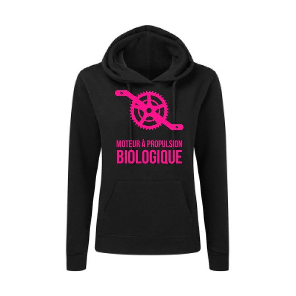 Cyclisme & écologie Rose Fluo |Sweat original à capuche Femme