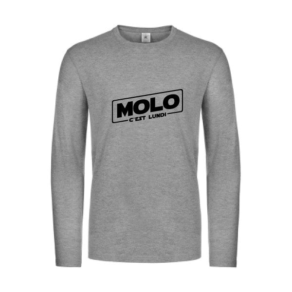 molo c est lundi - t shirt- manches- longues- original- humour- Sport Grey impression Face