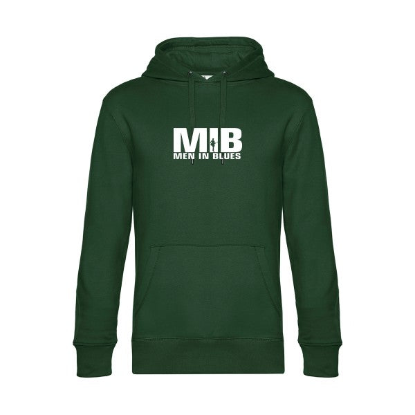 Men-in-blues sweat shirt original Bottle Green flex Blanc impression Face