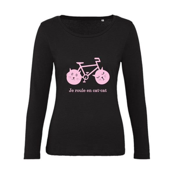 cat-cat bike Rose |   T shirt manches longues femme|100% bio