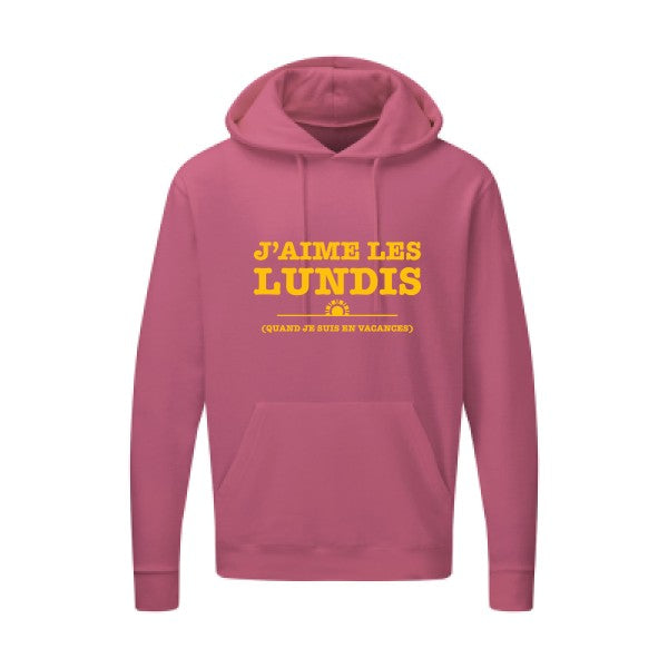 J'aime les lundis quand... jaune Or |Sweat capuche imprimé homme