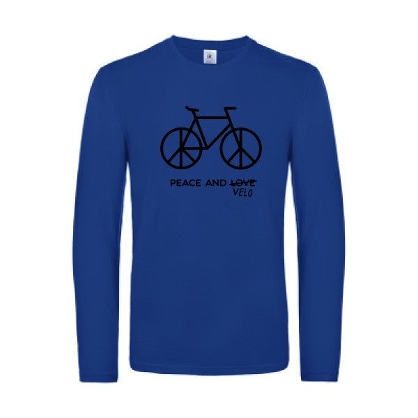 peace and velo - t shirt- manches- longues- original- humour- Royal Blue impression Face