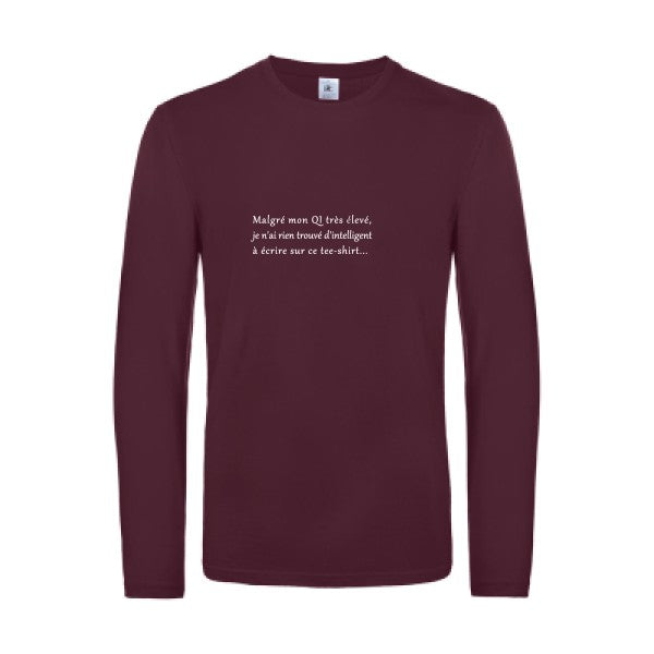 qi - t shirt- manches- longues- original- humour- Burgundy impression Face