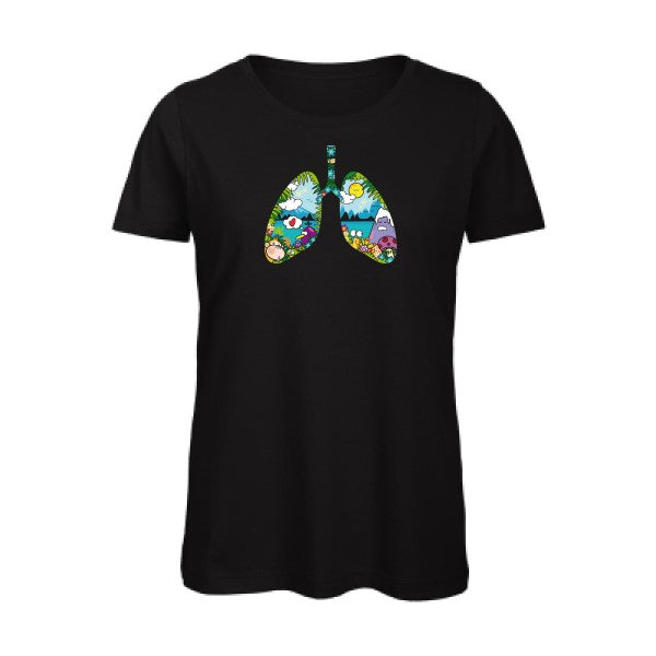 happy-lungs- - t-shirt original femme Black