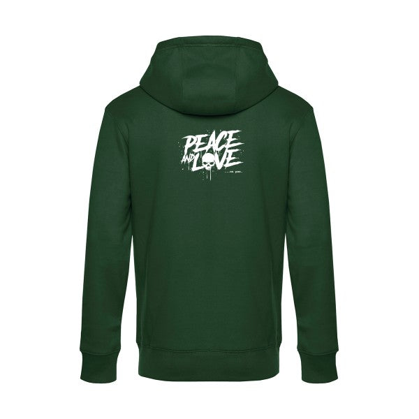Peace-or-no-peace sweat shirt original Bottle Green flex Blanc impression Dos