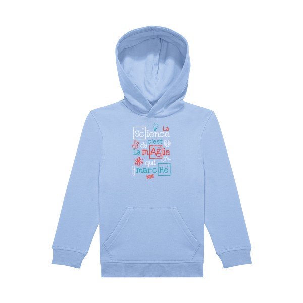sweat capuche enfant Bleu Ciel humour-et-Science
