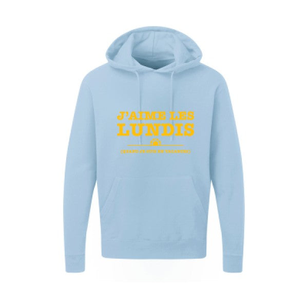 J'aime les lundis quand... jaune Or |Sweat capuche imprimé homme