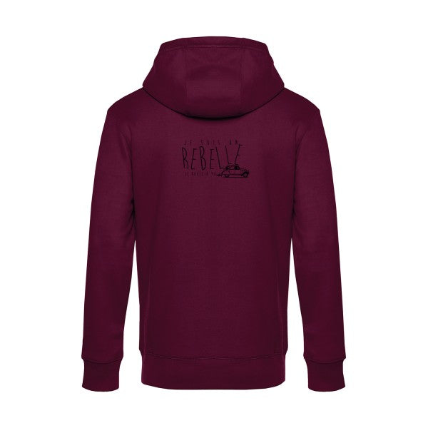 je-suis-un-rebelle sweat shirt original Burgundy flex Noir impression Dos