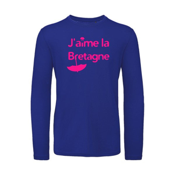 J'aime la Bretagne Rose Fluo |T-shirt bio manches longues