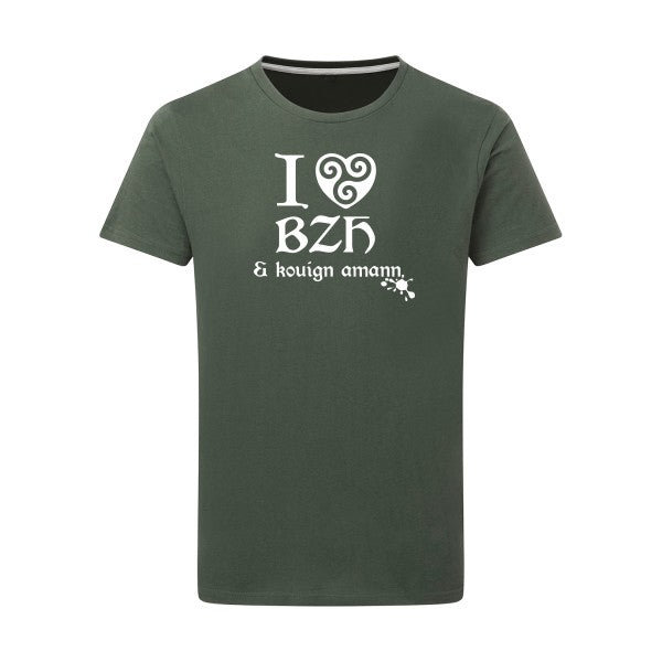 Love BZH & kouign Blanc -Flex Blanc sur T-shirt SG  Thyme  2XL