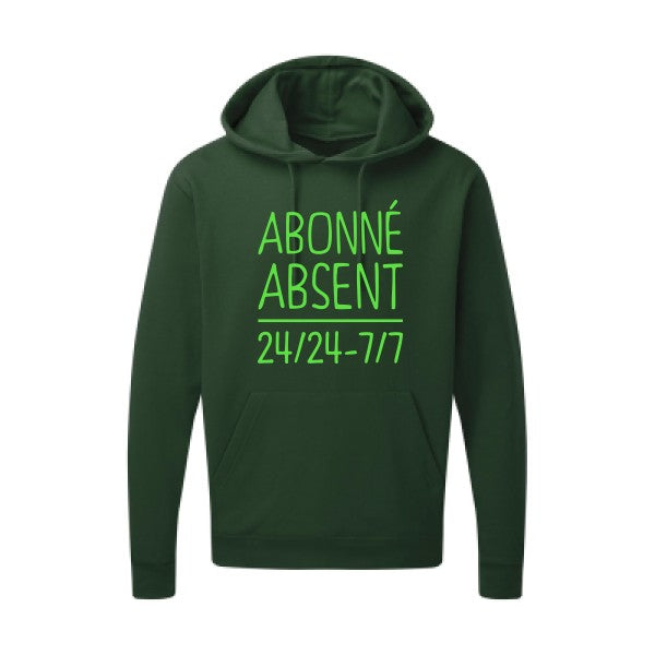 Abonné absent Vert fluo |Sweat capuche imprimé homme