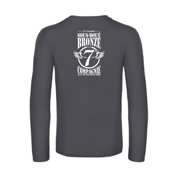 7eme compagnie crew - t shirt- manches- longues- original- humour- Dark Grey impression Dos