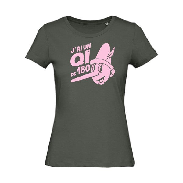 T shirt humour bio femme   femme bio|Quotient intellectuel Rose 