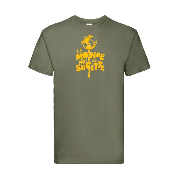 T-shirt|Le Monde part en Sucette |flex jaune Or| Fruit of the loom 205 g 