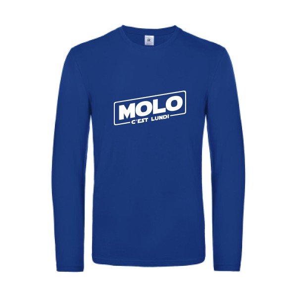 molo c est lundi - t shirt- manches- longues- original- humour- Royal Blue impression Face