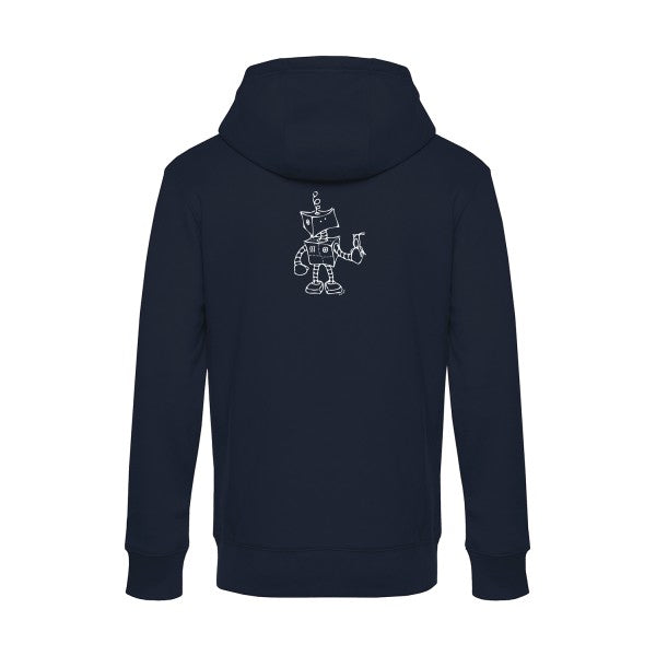 Robot-&-Bird sweat shirt original Navy Blue flex Blanc impression Dos