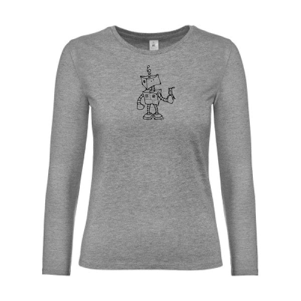 t-shirt lsl femme Robot-&-Bird Sport Grey flex Noir
