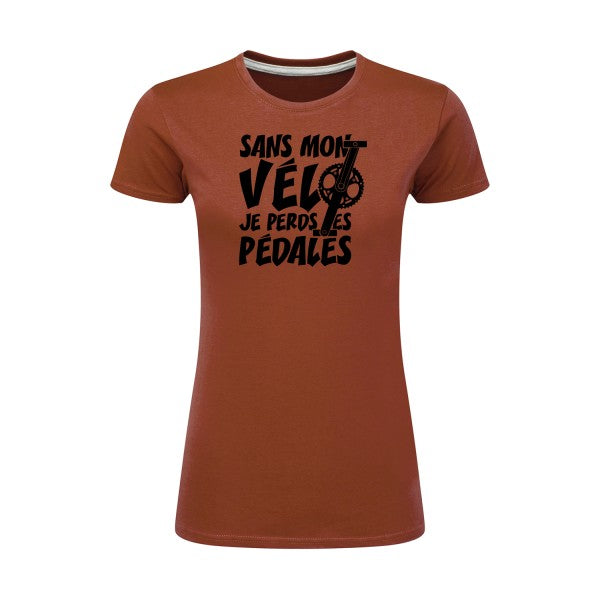 Sans mon vélo, je perds les pédales ! | Noir |T shirt original femme|SG