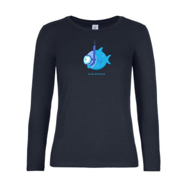 t-shirt lsl femme To-be-different-  Navy flex 