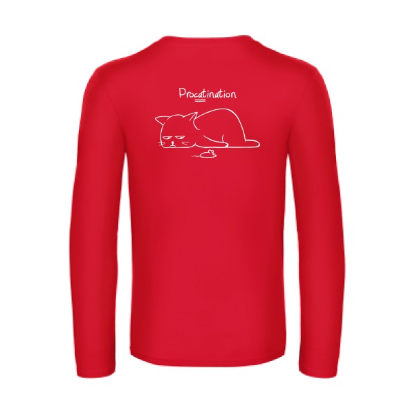 procatination - t shirt- manches- longues- original- humour- Red impression Dos