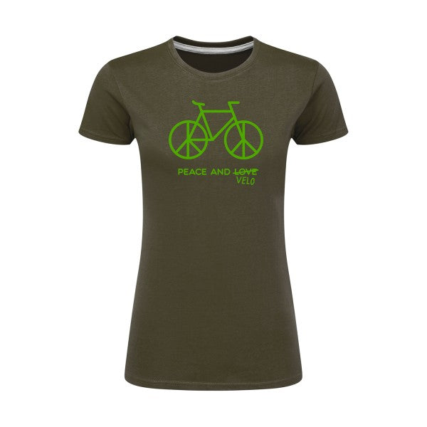 Peace and vélo Vert pomme |T shirt original femme|SG