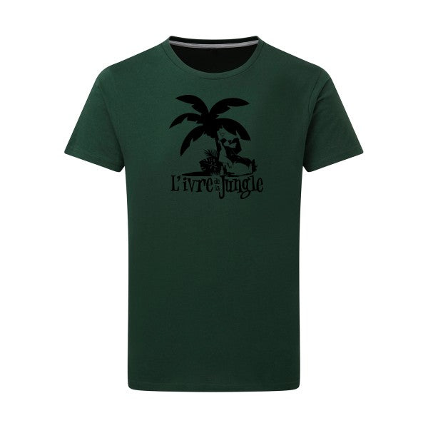 L'ivre de la jungle noir -Flex noir sur T-shirt SG  Bottle Green  2XL