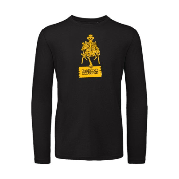 Y a-t-il une vie avant la mort ? jaune Or |T shirt bio homme rigolo manches longues