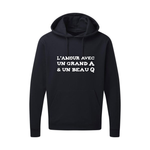 L'Amour avec un grand A et un beau Q |Sweat capuche imprimé|Blanc