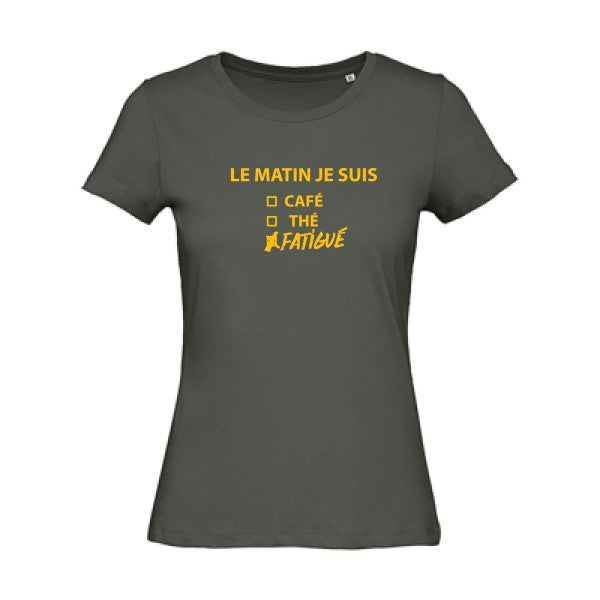 T shirt humour bio femme   femme bio|Le matin je suis... jaune Or 