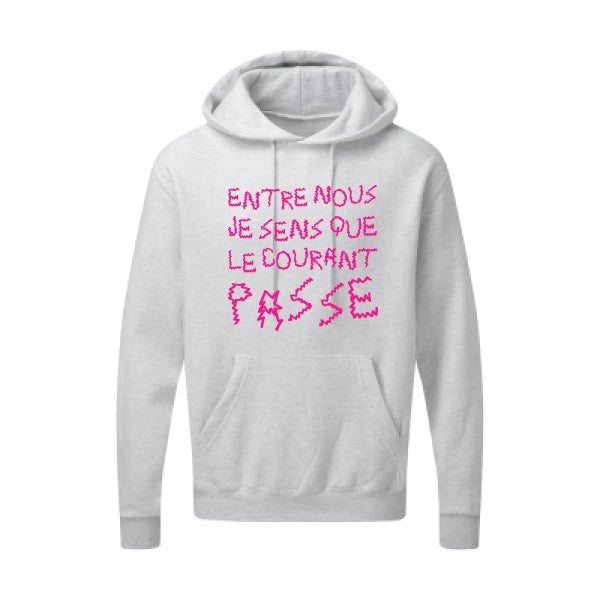 Entre nous, je sens que le courant passe ! |Sweat  capuche humoristique Rose fluo 