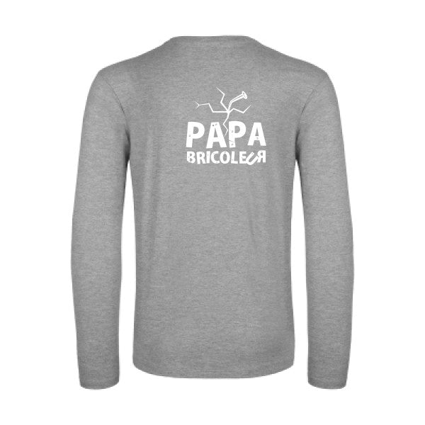 papa bricoleur - t shirt- manches- longues- original- humour- Sport Grey impression Dos