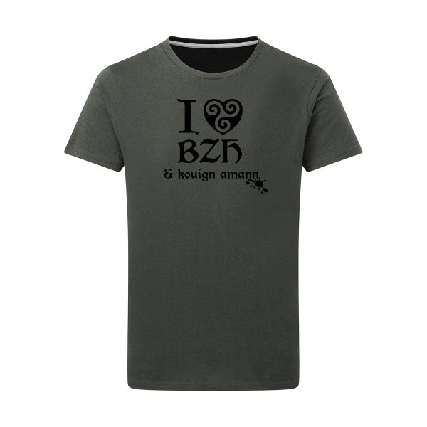 Love BZH & kouign noir -Flex noir sur T-shirt SG  Charcoal  5XL