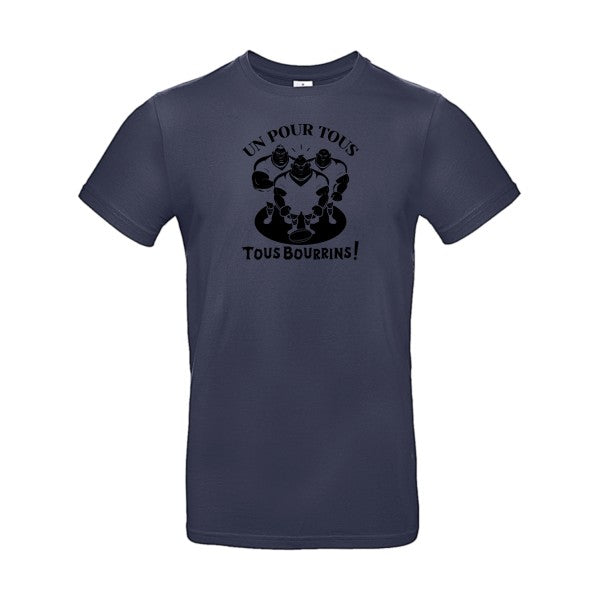 Un pour tous, Tous bourrins ! flex noir B&C - E190 T-shirt|Navy Blue||2XL