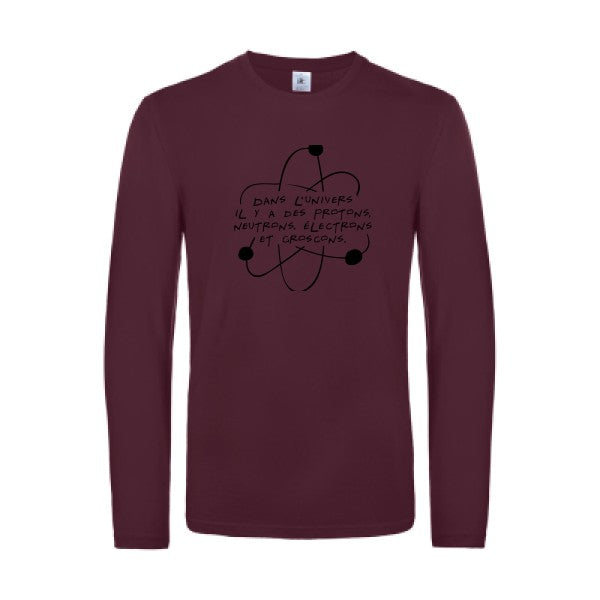 l univers - t shirt- manches- longues- original- humour- Burgundy impression Face