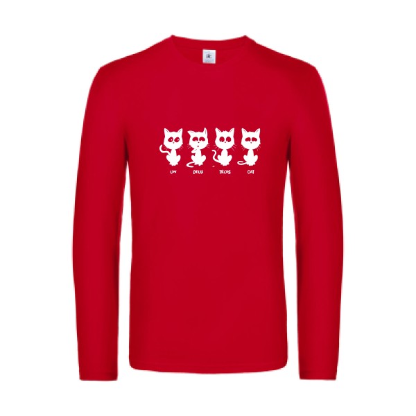 un deux trois cat - t shirt- manches- longues- original- humour- Red impression Face