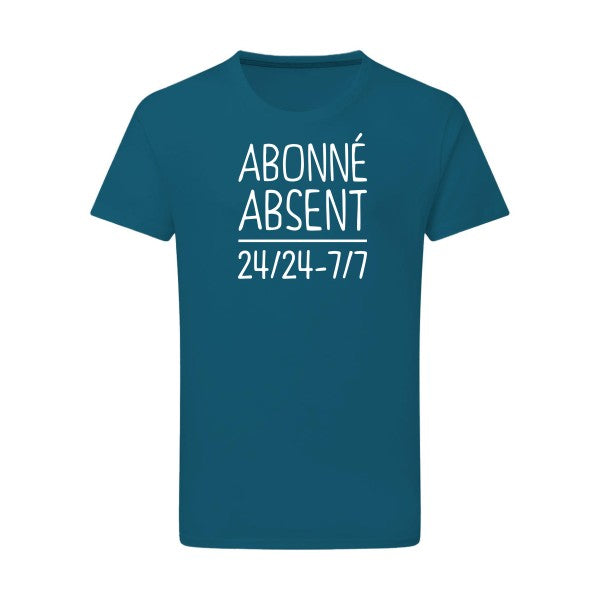 Abonné absent Blanc -Flex Blanc sur T-shirt SG  Petrol  2XL