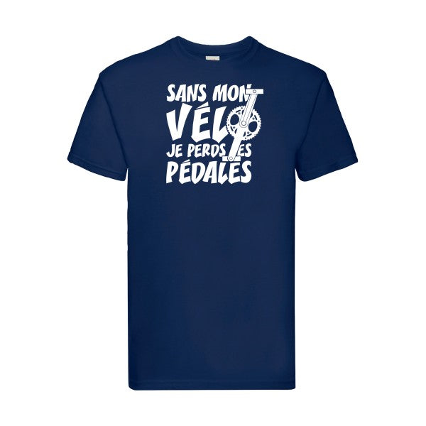 T-shirt|Sans mon vélo, je perds les pédales ! |Blanc |Fruit of the loom 205  G