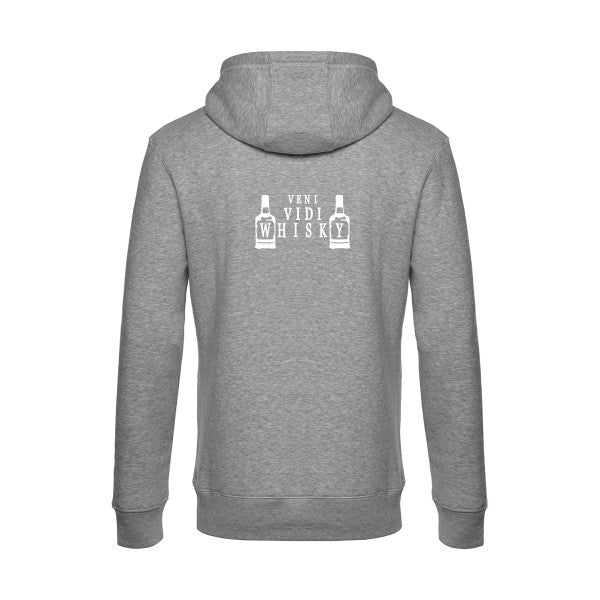 VENI-VIDI-WHISKY sweat shirt original Heather Grey flex Blanc impression Dos