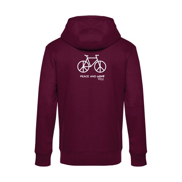 Peace-and-velo sweat shirt original Burgundy flex Blanc impression Dos