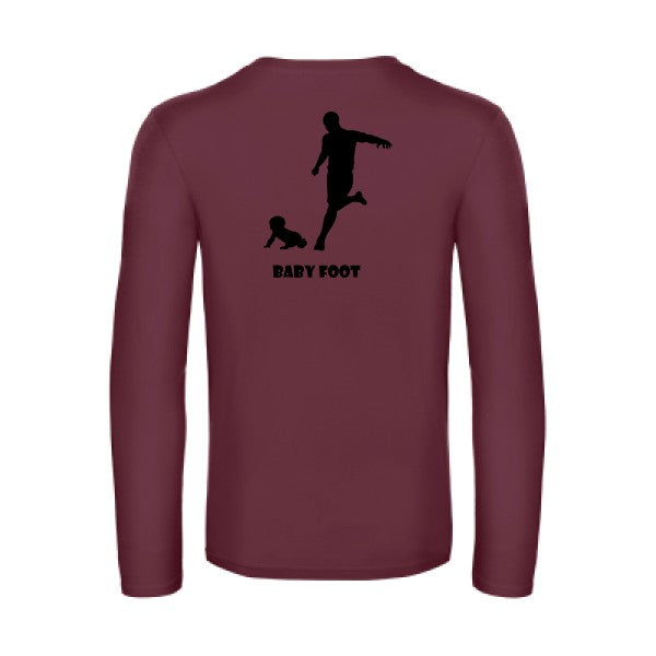 baby foot - t shirt- manches- longues- original- humour- Burgundy impression Dos