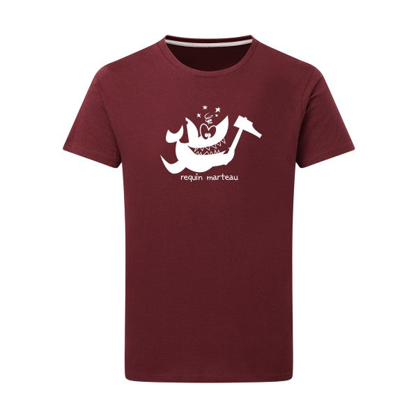 Requin marteau Blanc -Flex Blanc sur T-shirt SG  Burgundy  2XL