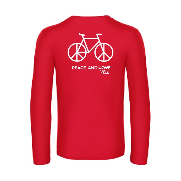 peace and velo - t shirt- manches- longues- original- humour- Red impression Dos