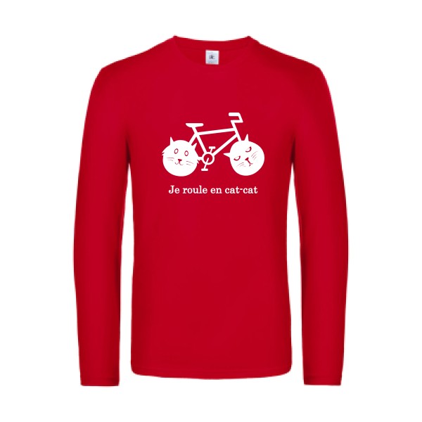 cat cat bike - t shirt- manches- longues- original- humour- Red impression Face